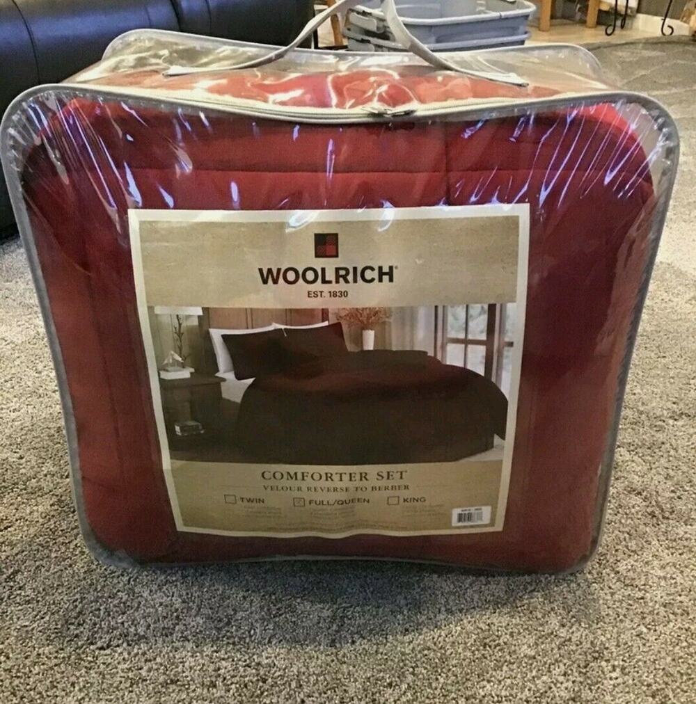 Woolrich TwIn NEW 3 Piece Comforter Sham Set Sherpa Faux Fur Bear Pillow CABIN